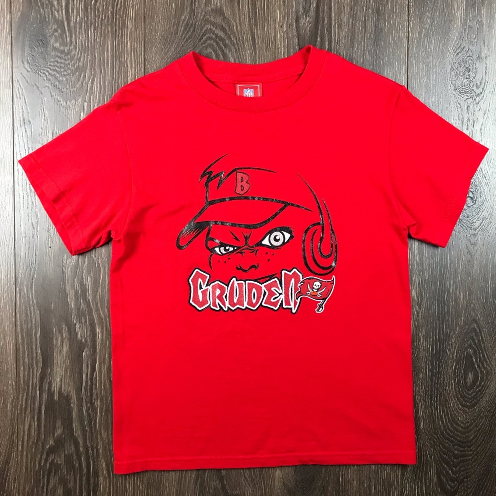NFL Tampa Bay Buccaneers Boys Vintage 2000s Jon Gruden Football Coach Red Shirt